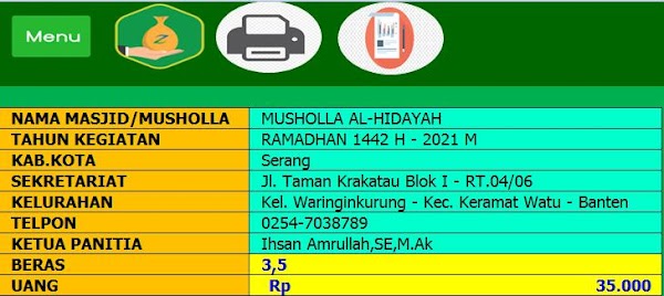 Download Gratis Aplikasi Zakat Fitrah Menggunakan Excel