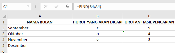 Tutorial Memasukkan Rumus Fungsi “FIND” Excel dan Contohnya