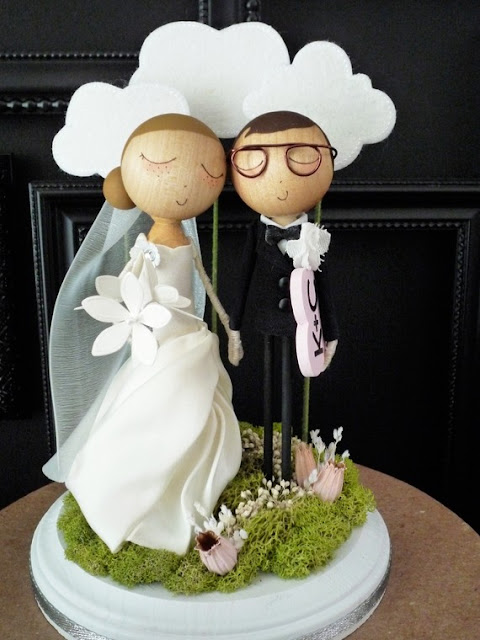 These seriously might be the cutest most unique wedding cake toppers ever
