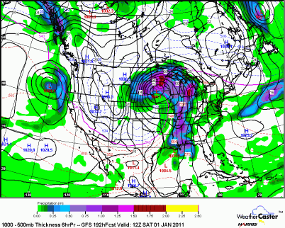 CONUS_GFS_1000-500_SLPPRPTHK_192HR