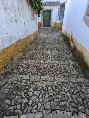 Staircase made from cobbled stones in Obidos