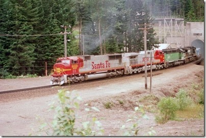 259160219 BNSF SD75M #8229 emerging from the East Portal of the Cascade Tunnel at Berne, Washington in 2002