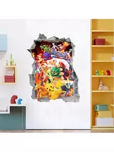 Pokemon Wall Stickers Pikachu Cartoon Animation Decoration Bedroom Children's Room Pvc Waterproof Durable Stickers US $1.81 New User Deal
