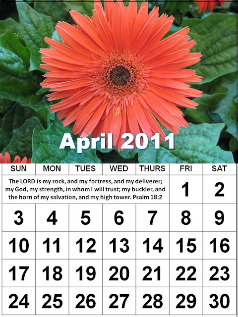 april 2011 calendar. Christian April 2011 Calendar