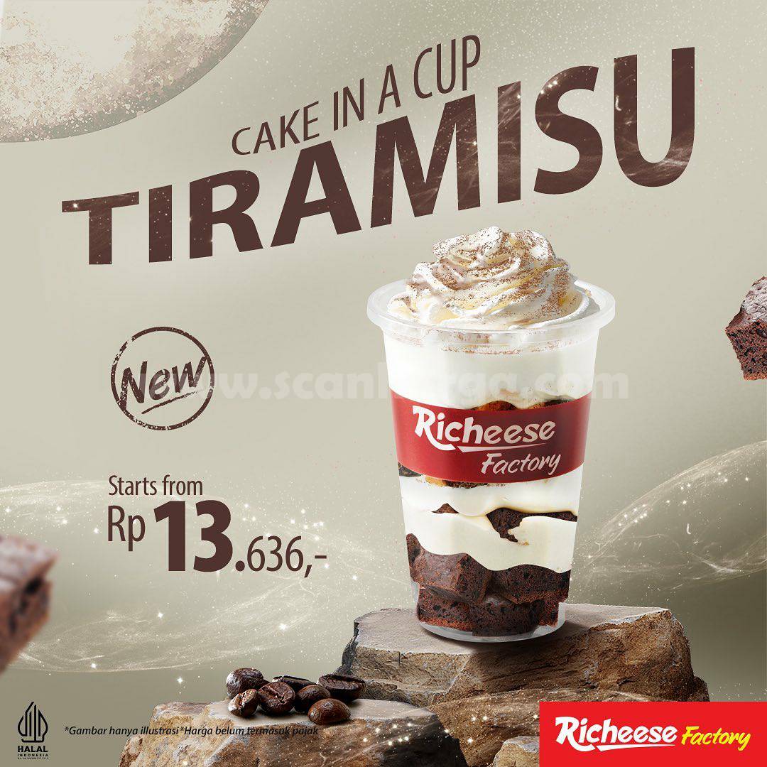 Promo RICHEESE FACTORY Cake In A Cup Tiramisu harga mulai Rp 13.636