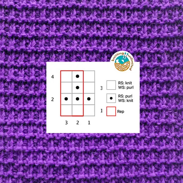 Hurdle stitch 4-row repeat Knit Purl