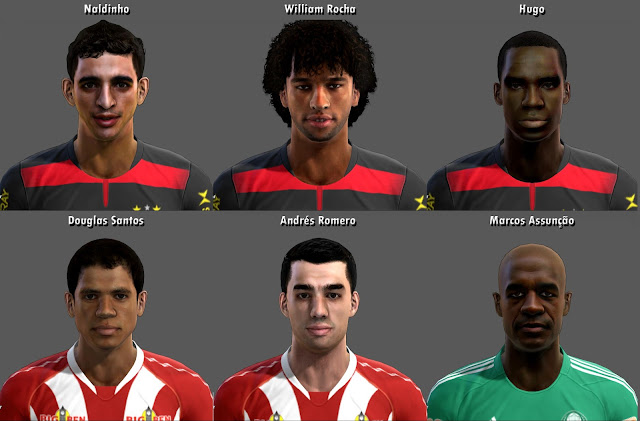 Naldinho, Willian Rocha, Hugo, Douglas Santos, Andrés Romero e Marcos Assunção Faces - PES 2013