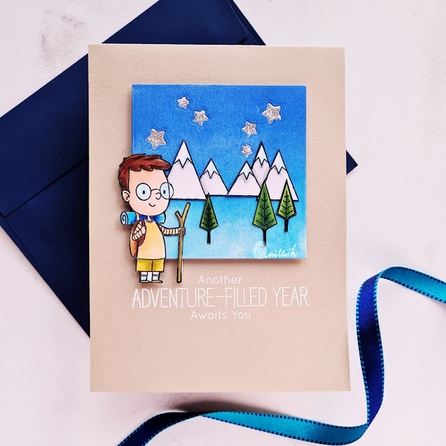 MFT adorable adventures, Cute card, MFT camping card, Quillish, card for boys