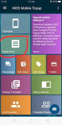 Cetak Struk PPOB PLN Pasca Bayar Melalui Aplikasi Android KIOS Mobile Topup
