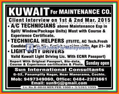 Kuwait & Qatar large job vacancies