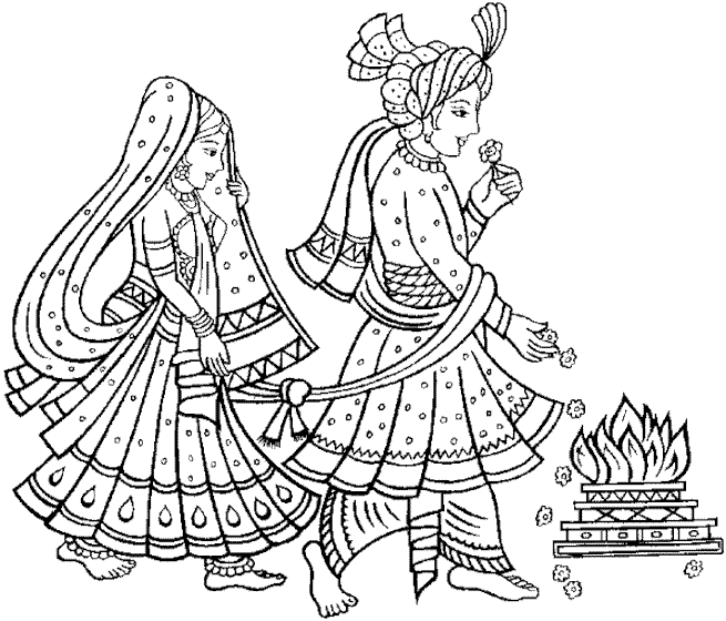 indian wedding clipart black and white