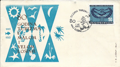 Enveloppe philatélique "80 ans du tourisme de la ville Mali Losinj - Yougoslavie 1965