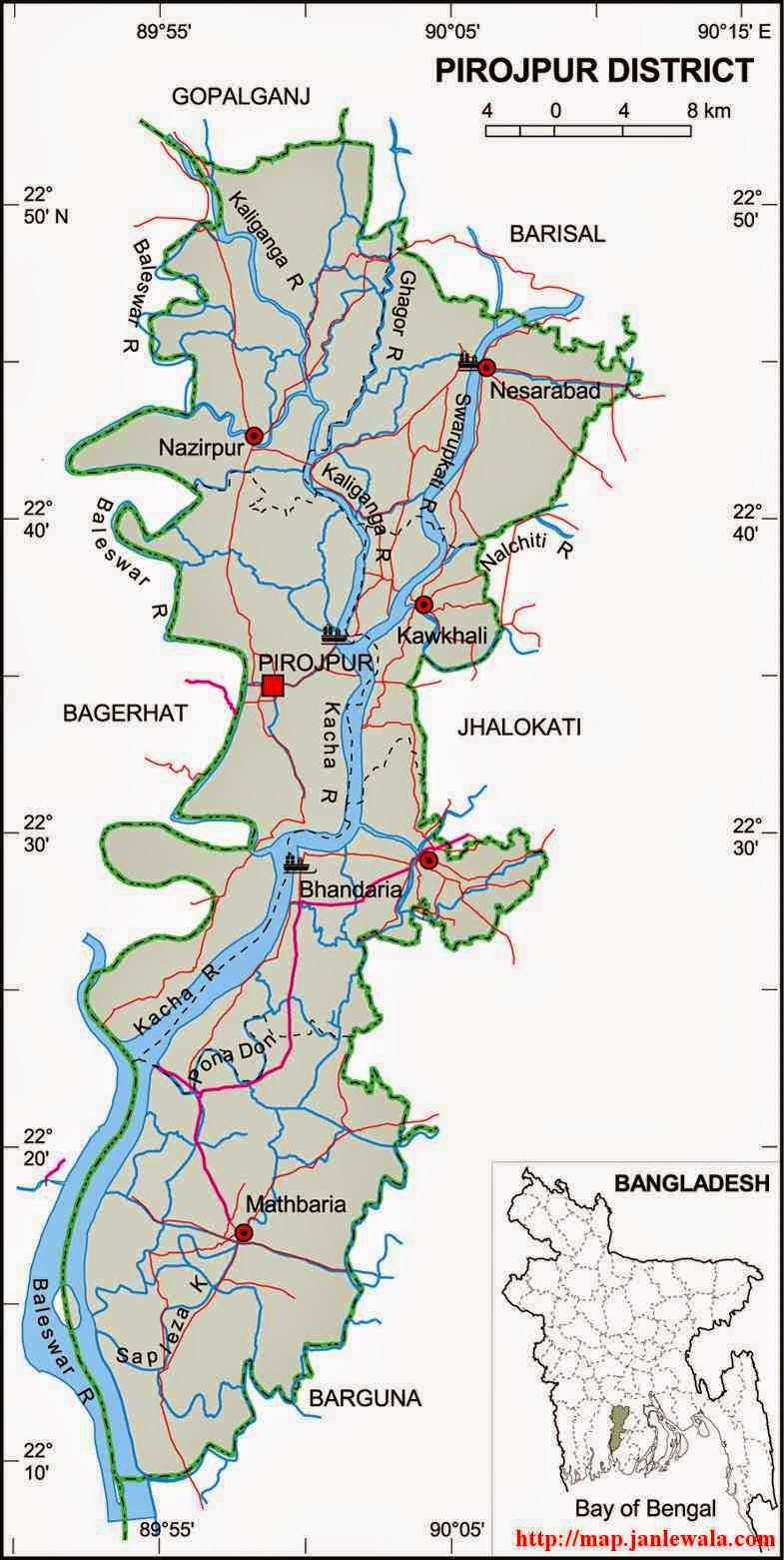 pirojpur zila map of bangladesh