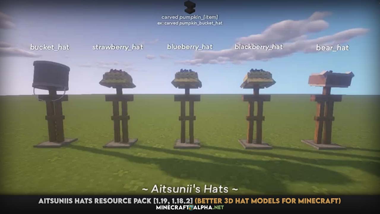 Aitsuniis Hats Resource Pack [1.19, 1.18.2] (Better 3D Hat Models for Minecraft)