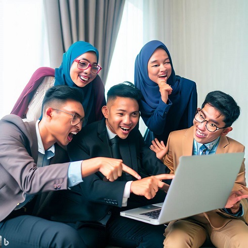 A group of aspiring sales newbie is engrossed in an interactive online sales training session.