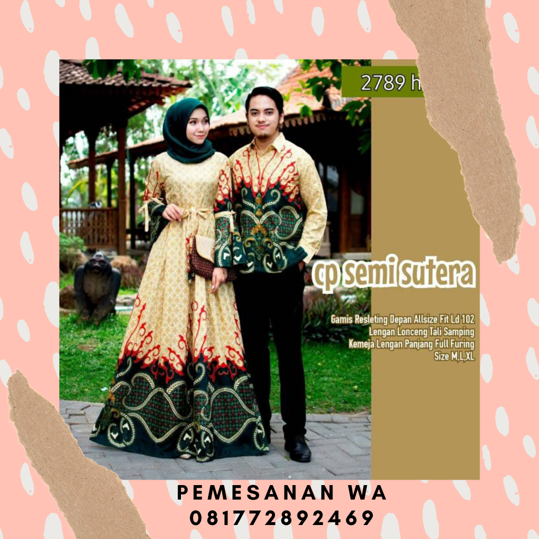 Model Baju Batik  Couple  Gamis Sarimbit Semisutra Kemeja 