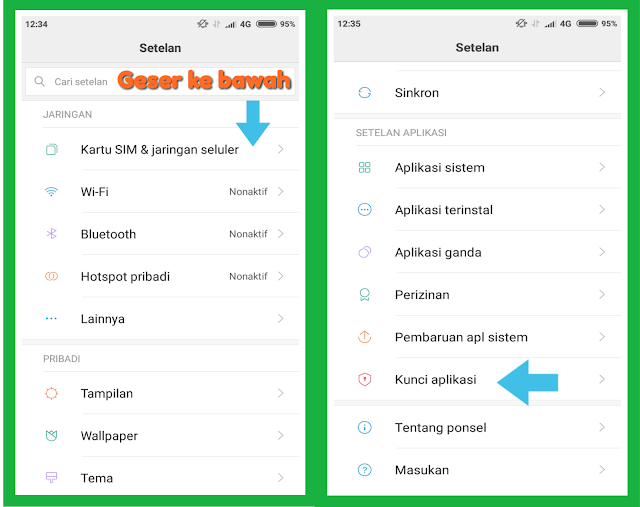 Cara kunci aplikasi di hp xiaomi sangat mudah melalui menu keamanan