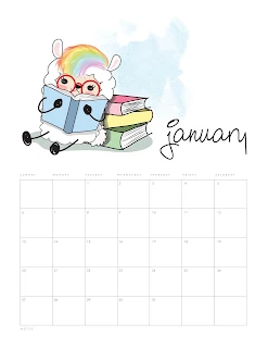 Llama Kawaii: Calendario 2019 para Imprimir Gratis.