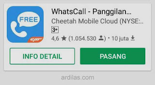 WhatsCall di Playstore - Cara Menelpon Murah Tapi Gratis Via Internet Tanpa Pulsa 