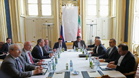 Delegaciones de los negociadores nucleares de Irán y Rusia se reúnen en Viena. 6 de julio de 2015.