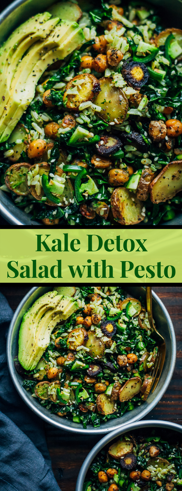Kale Detox Salad w/ Pesto #cleaneating #perfectmeal