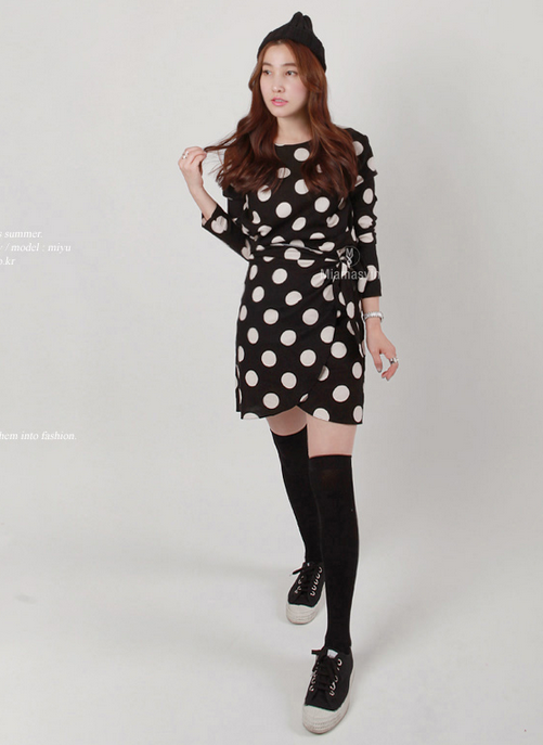 Dotted Long Sleeve Dress