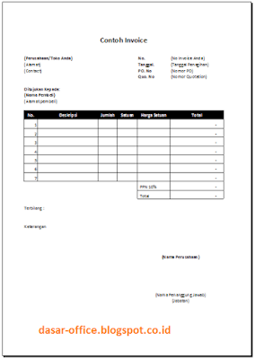 Download Contoh Invoice Doc dan Excel Sederhana