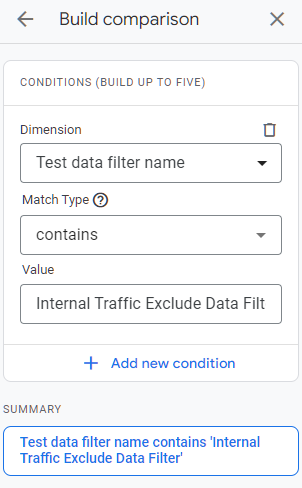 Screenshot of Match Type and Value