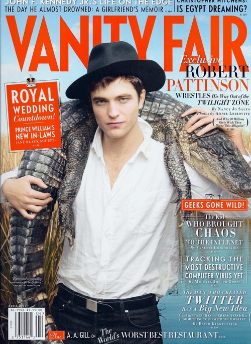 robert pattinson vanity fair april 2011. He#39;s on the front of the April