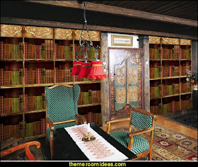 Library Book shelf Mural wallpaper moroccan style library decorating book themed decor - Bibliophiles decor - Book themed furnishings - home decor for book lovers - book themed bedroom - Stacked Books decor - Stacked Books furniture - bookworm decor - book boxes - library furniture - formal study furniture - antique book decor - unique furniture - novelty furniture