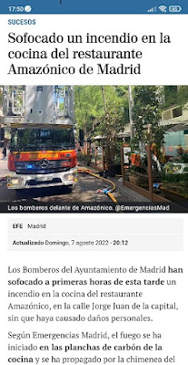 Incendio cocina restaurante Madrid