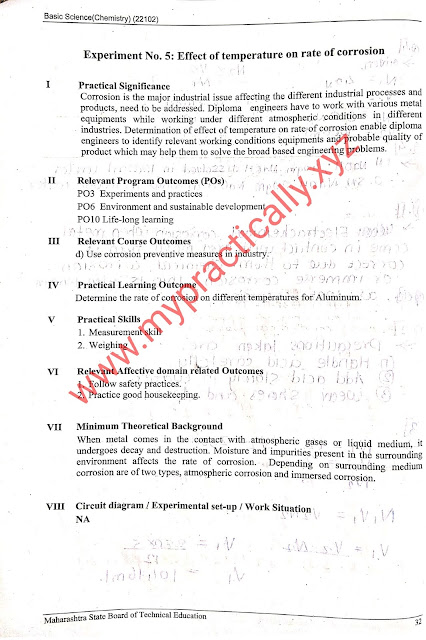 Effect of Temperature on rate of corrosion chemistry practical answers First Year Basic Chemistry Answers