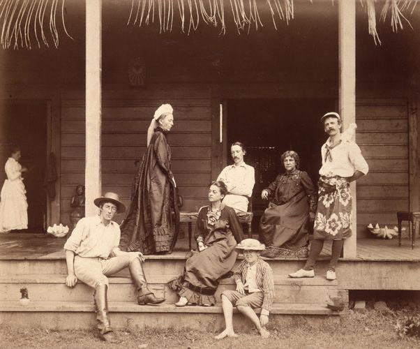 Robert Louis Stevenson, his wife and their household in Vailima, Samoa, c. 1892