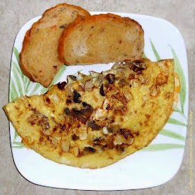 Easy Cheesy Omelet with Mushrooms and Onions