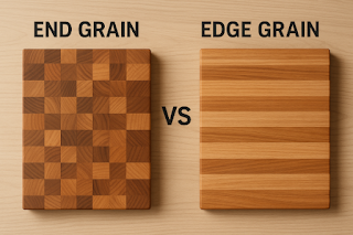 Comparison image of end grain and edge grain cutting boards