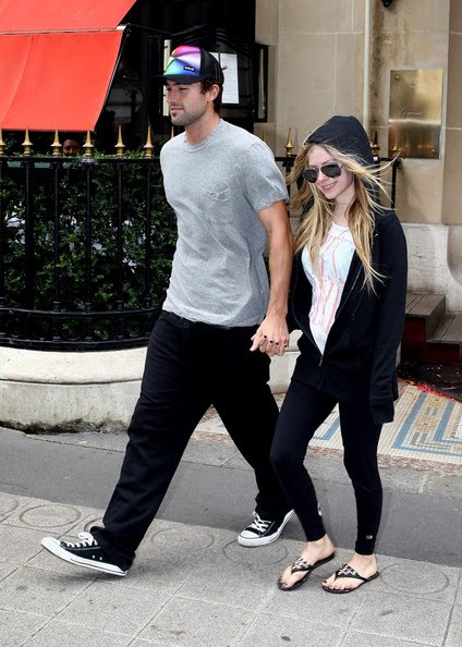 Avril Lavigne and boyfriend Brody Jenner are seen leaving the Plaza Athenee 