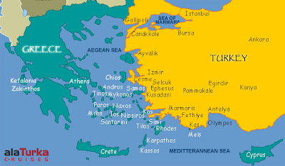 Map of Greece and Turkey cruise spots