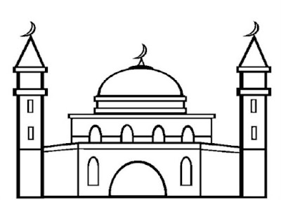 Gambar sketsa masjid yang mudah