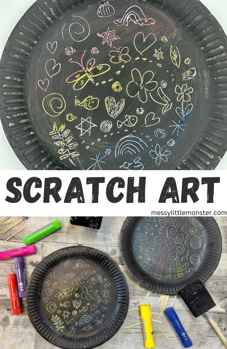 DIY scratch art for kids - scratch art paper plate craft