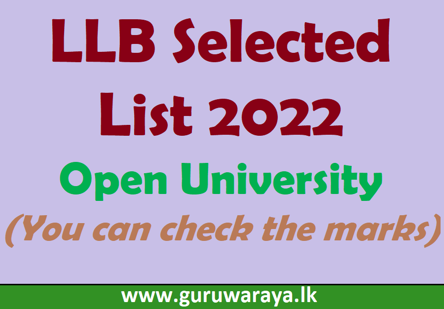Selected List : LLB Degree Programme 2022 ( Open University)