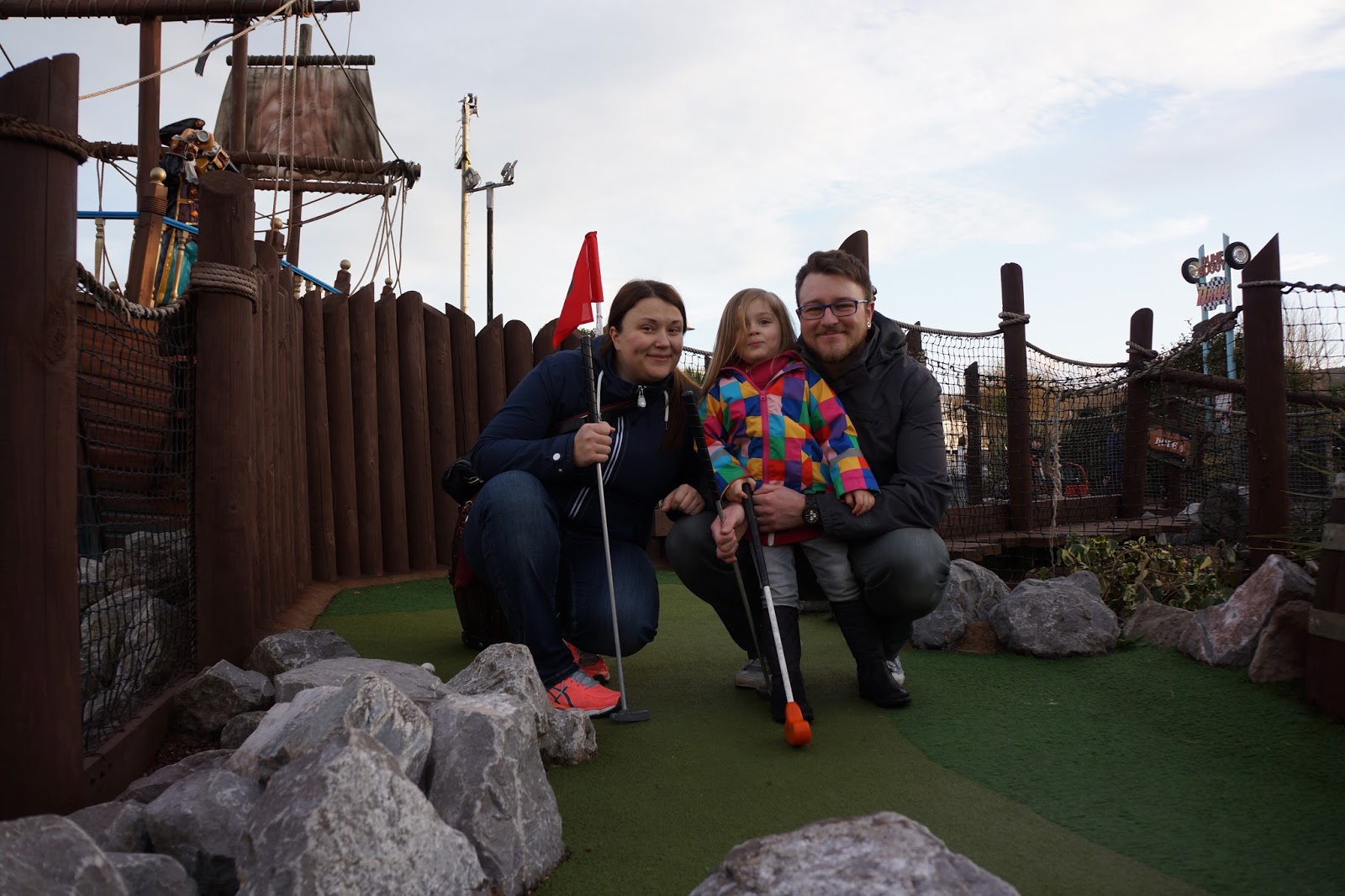 family picture at butlins minehead playing mini golf