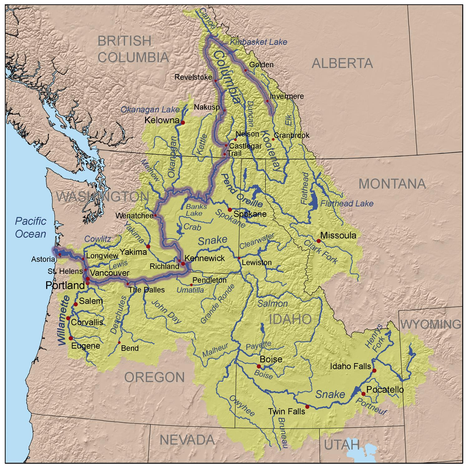 columbia river drainage map the columbia river is the fourth largest 