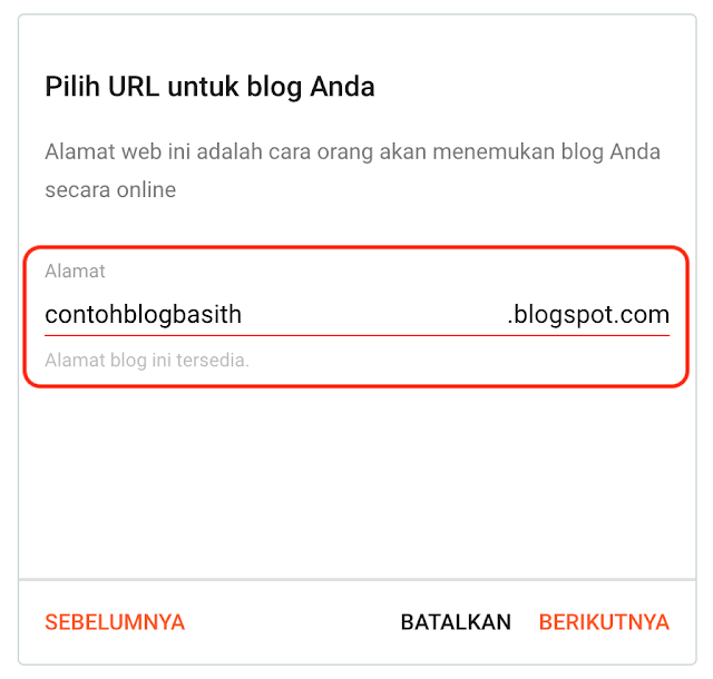 Membuat alamat blog