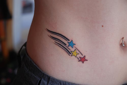 Shooting star tattoo on side