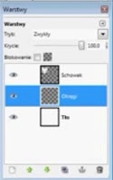 Dodanie warstwy okręgi do obrazu bazowego - okno warstw gimp - zrzut 