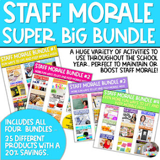Grab this Staff Morale Super Big Bundle for all kids of ideas and resources to help build staff morale in your school this year.