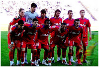 GETAFE C. F. - Getafe, Madrid, España - Temporada 2008-09 - Polanski, Jacobo, Belenguer, Granero, Casquero y Rafa; Albín, Gavilán, Uche, Mario y Cortés - REAL VALLADOLID C. F. 1 (Canobbio), GETAFE 0 - 15/03/2009 - Liga de 1ª División, jornada 27 - Valladolid, estadio Nuevo José Zorrilla - El Getafe se clasificó 17º en la Liga, con Víctor Muñoz y Michel de entrenadores