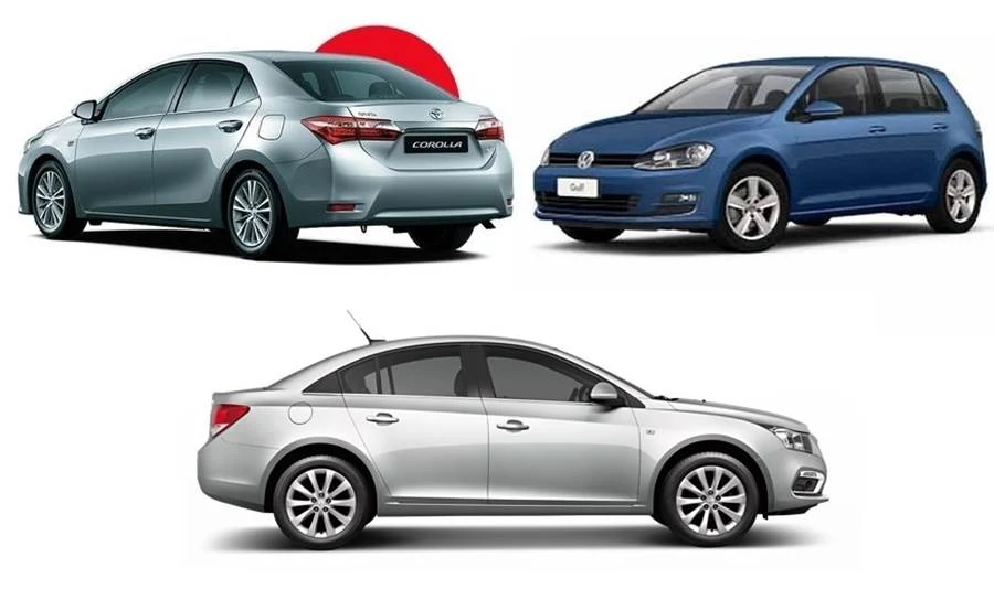 Toyota Corolla XEi 2015 x VW Golf Highline x Cruze LTZ - 2015