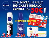 Logo Con Nivea vinci 100 Carte regalo Bennet da 50 euro