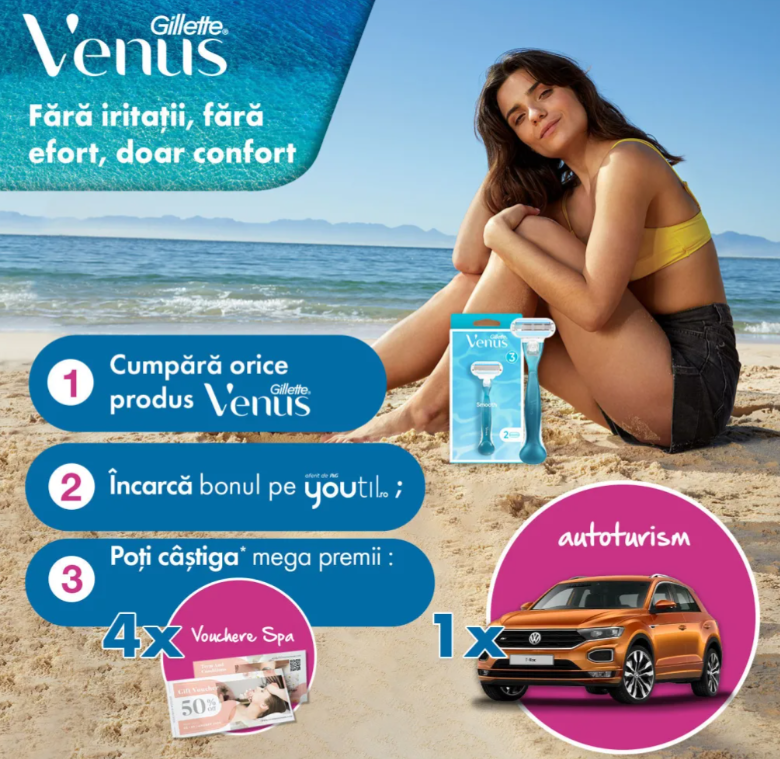 Concurs Gillette Venus - Castiga o masina Volkswagen T-Cross Life - 2022 - promotie
